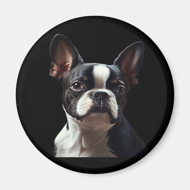 Imán Boston Terrier - Camiseta clásica de pintura al ól (Frente)