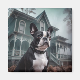 Imán Boston Terrier Halloween Aterrador