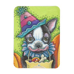 IMÁN BOSTON TERRIER HALLOWEEN COLOWN, CUTE DOG MAGNET