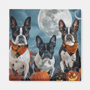Imán Boston terrier Halloween espeluznante