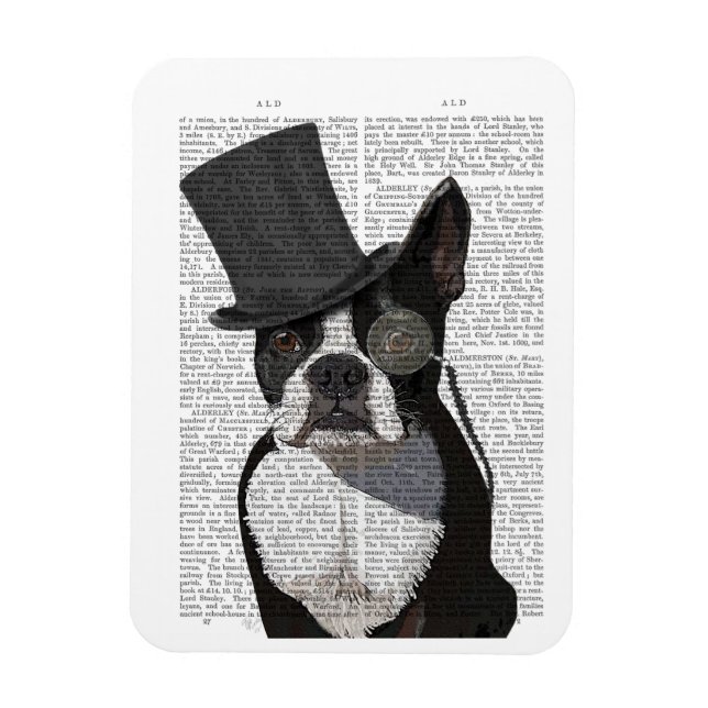 Imán Boston Terrier, hedor formal y Gorra (Vertical)