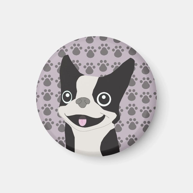 Imán Boston Terrier, lavanda púrpura (Frente)