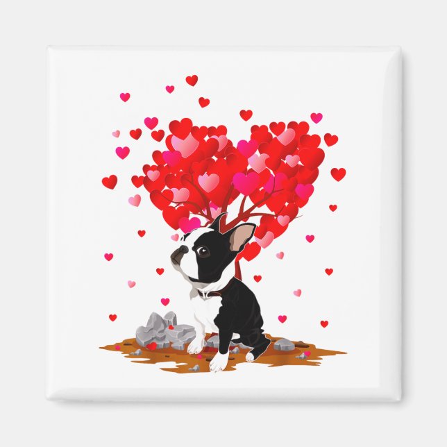 Imán Boston Terrier Lover Heart Shape Boston Terrier Va (Frente)