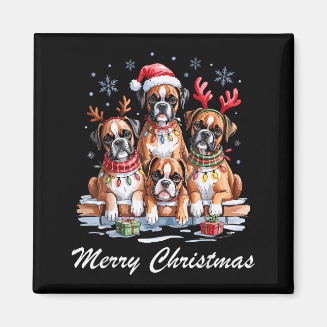 Imán Boston Terrier Merry Christmas Funny Dog Lovers Ho (Frente)