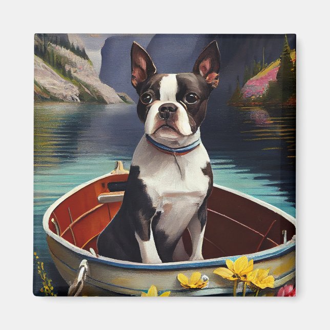 Imán Boston Terrier on a Paddle: A Scenic Adventure (Frente)