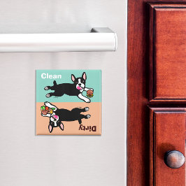 Imán Boston Terrier Personalizado Sucio / Limpio