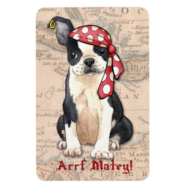 Imán Boston Terrier Pirate (Vertical)