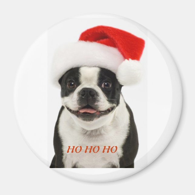 Imán Boston Terrier Santa Magnet (Frente)