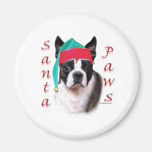 Imán Boston Terrier Santa Paws