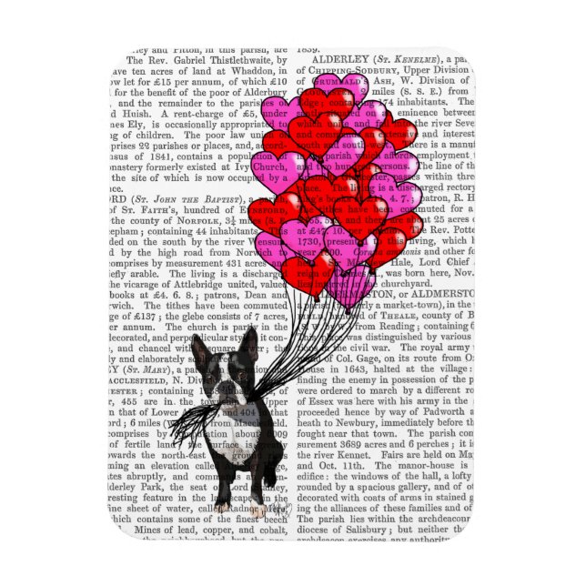 Imán Boston Terrier Y Globos (Vertical)