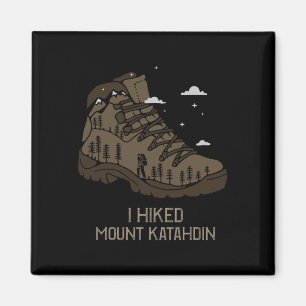 Imán Bota de camping y senderismo vintage Mount Katahdi