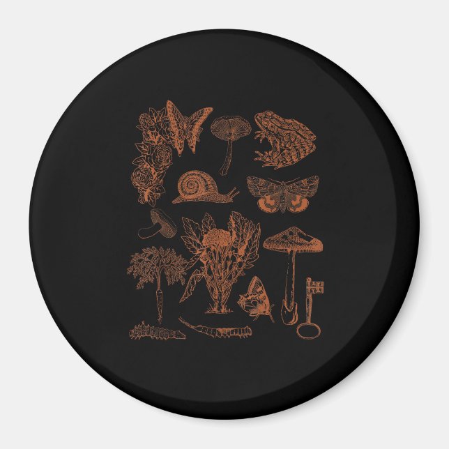 Imán Botanical Art, Frog Fungi Goblincore Aesthetic Cot (Frente)