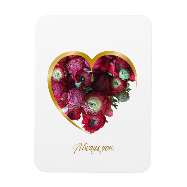 Imán Botanical Valentine’s Day Card – Floral Heart with (Vertical)