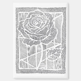 Imán Botánico de Rosa de Arte de Línea Geométrica