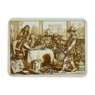 Imán Botánicos que examinan las plantas (litho)