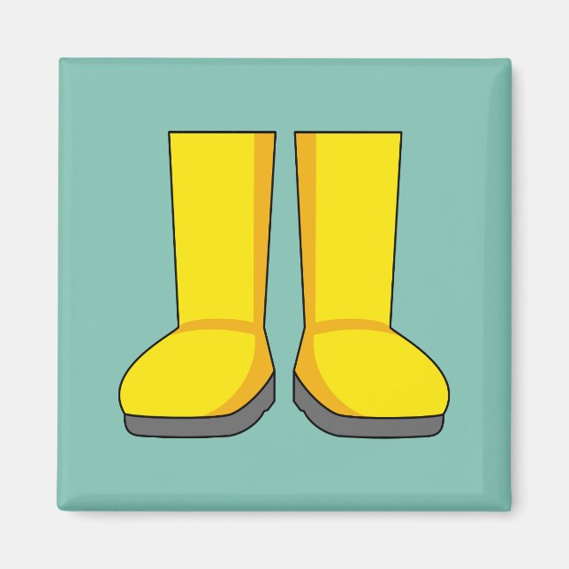 Imán Botas de lluvia amarillas de goma (Frente)