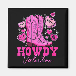 Imán Botas de vaquero rosadas lindas Howdy Valentine pa