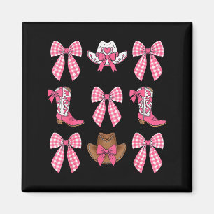 Imán Botas y sombreros de vaquera rosados con lazo coqu
