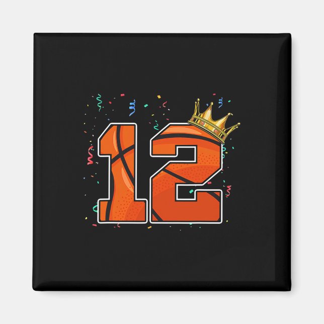 Imán Bote de Baloncesto de cumpleaños número grande 12  (Frente)