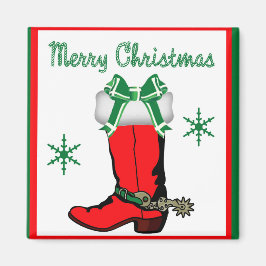 Imán Bote de Cowboy Occidental rebosando con Feliz Navi