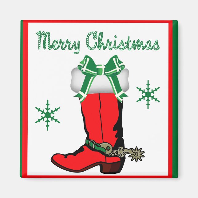 Imán Bote de Cowboy Occidental rebosando con Feliz Navi (Frente)