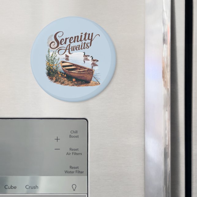 Imán Bote Serene Lake con flores geesas y silvestres (In situ (nevera))