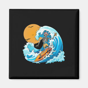 Imán Bote Summer Vacation Skeleton Surfing Hawaii