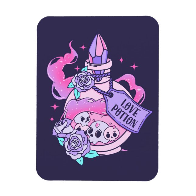 Imán Botella de Poción de Amor Cute Rosa Halloween Poti (Vertical)