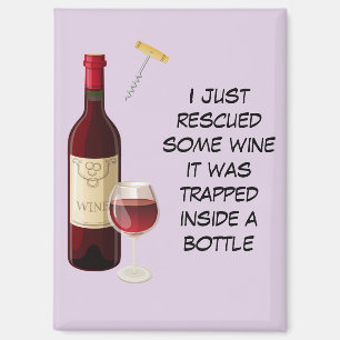 Imán Botella de vino y ilustracion de vidrio