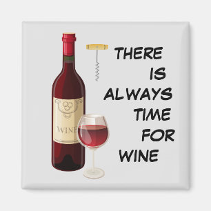 Imán Botella y vidrio de vino animada