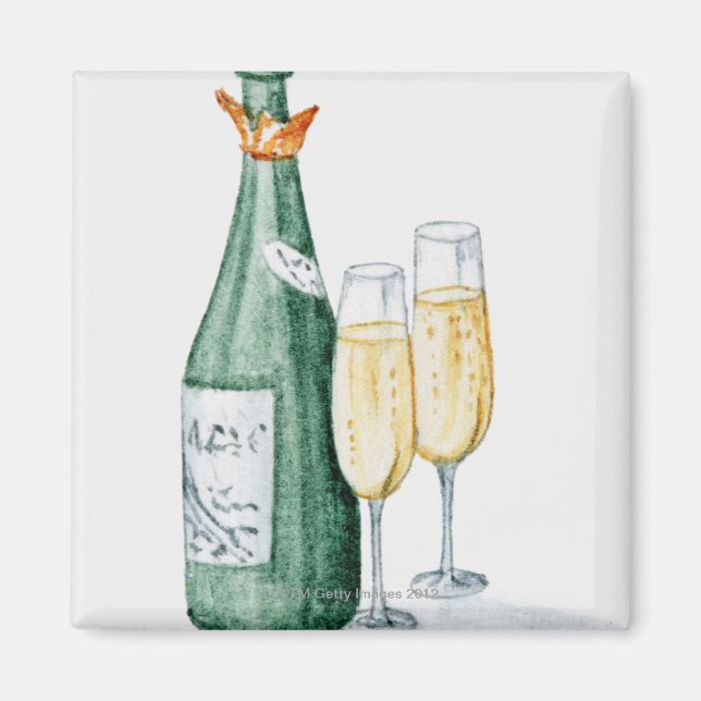 Imán Botellas de champán y dos gafas (Frente)