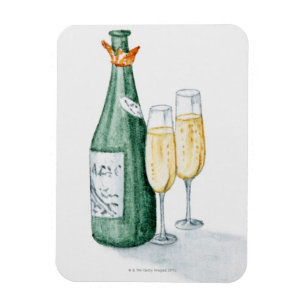 Imán Botellas de Champán y dos vidrios