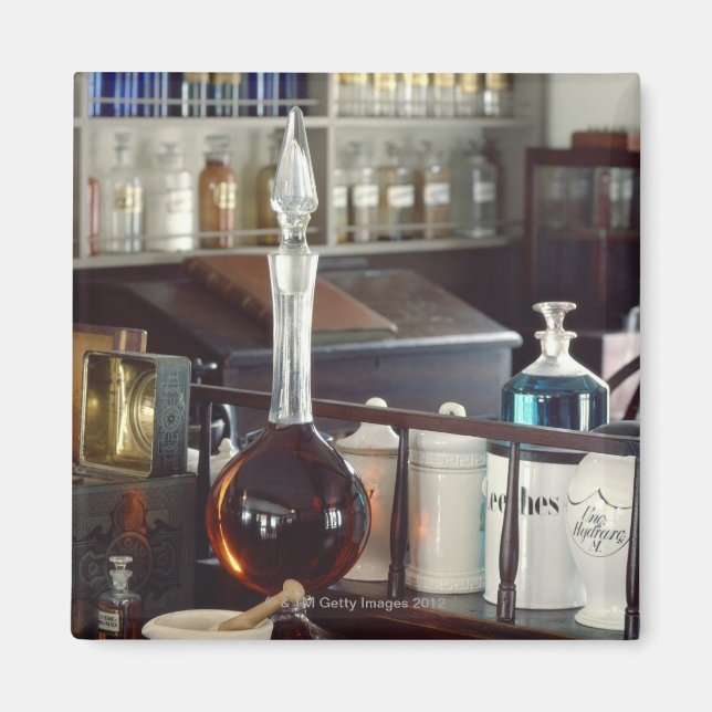 Imán Botellas de farmacia antiguas (Frente)