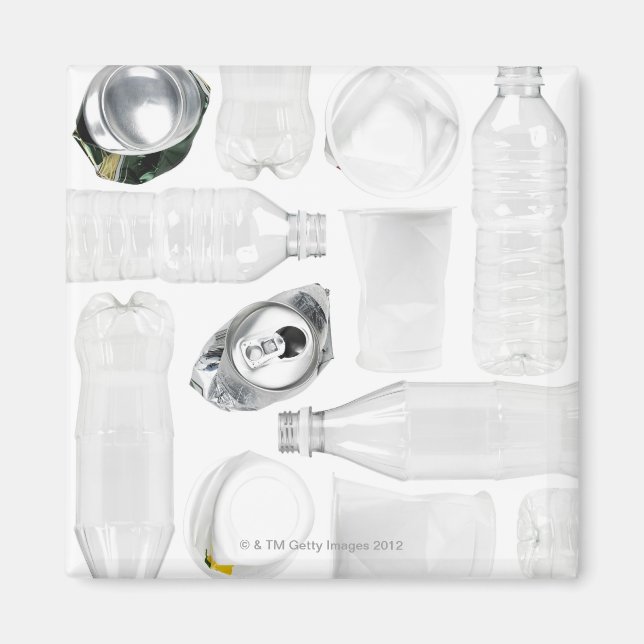 Imán Botellas de plástico, tazas y latas de aluminio se (Frente)