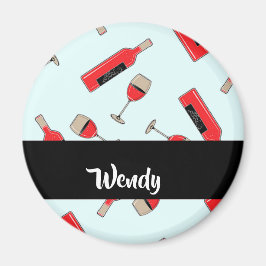 Imán Botellas de vino rojo y patrón de gafas