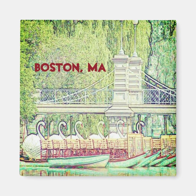 Imán Botes de cisne de Boston con lápiz y tinta (Frente)