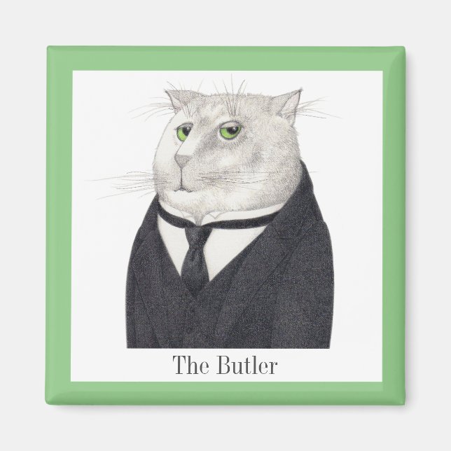 Imán BOTLER CAT Square Magnet + Texto (Frente)