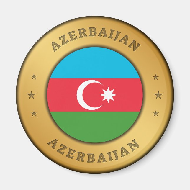 Imán botón Bandera de Azerbaiyán (Frente)