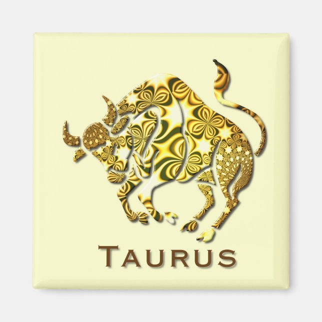 Imán botón Cuadrado Taurus Zodiac (Frente)