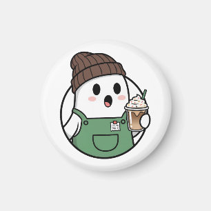Imán Botón de café fantasma lindo