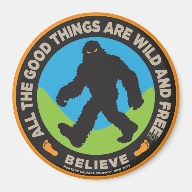 Imán Botón de color de Bigfoot (Frente)