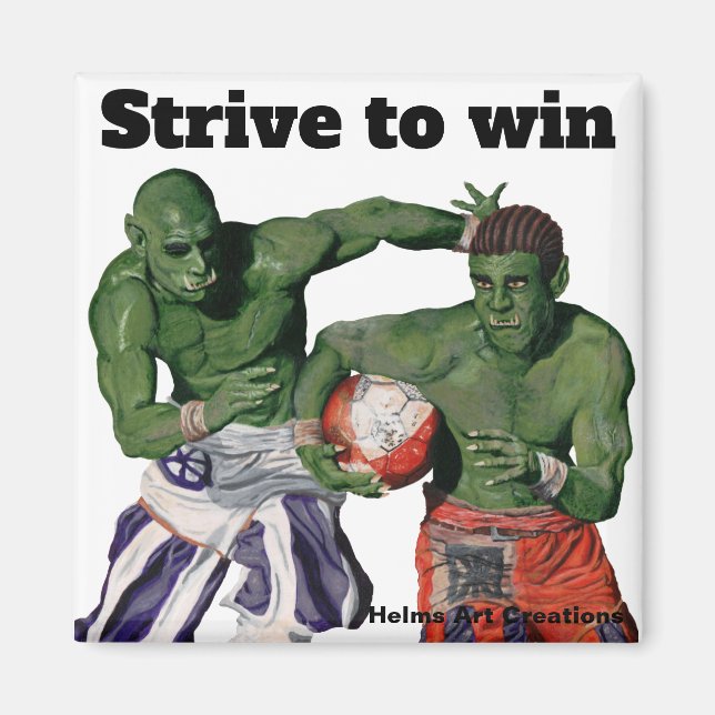 Imán botón de Fantasía Orc Gladiator Football Spor (Frente)