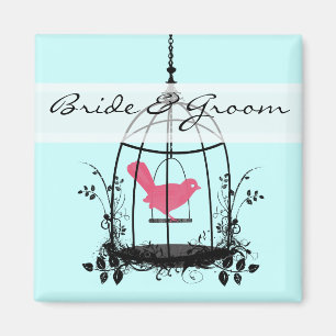 Imán Botón de insignia de boda de novia y novio de pája