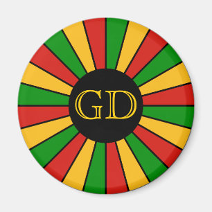 Imán BOTÓN DE LA BANDERA DE RASTAFARI RAYOS + tu signo 