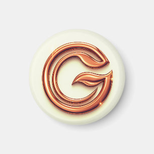 Imán Botón de letra G minimalista Insignia inicial mo