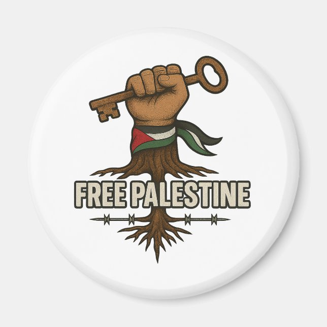 Imán Botón de Palestina Libre – Poder y Solidaridad (Frente)