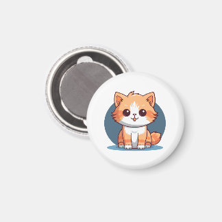 Imán Botón de Pin de Gato Naranja Adorable