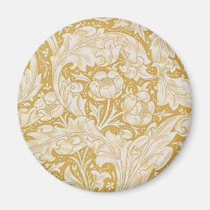 Imán Botón de soltero floral dorado de William Morris
