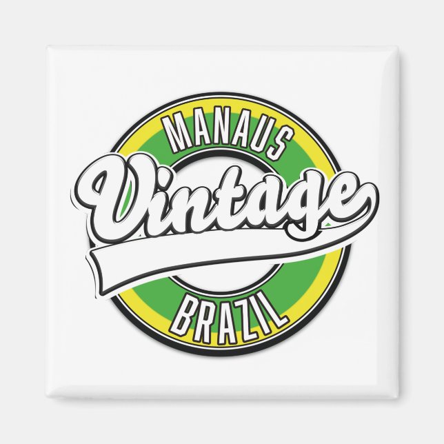Imán Botón del logo de Manaus Brasil (Frente)