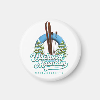 Imán Botón del logo de Wachusett Mountain Massachusetts